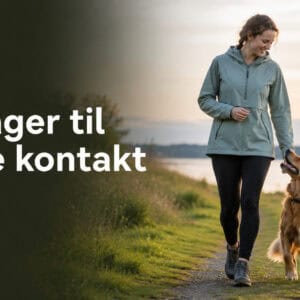 Hund og eier går med god kontakt på tur
